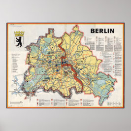 Oude kaart van Berlijn 1961, Koude Oorlog tijdperk Poster