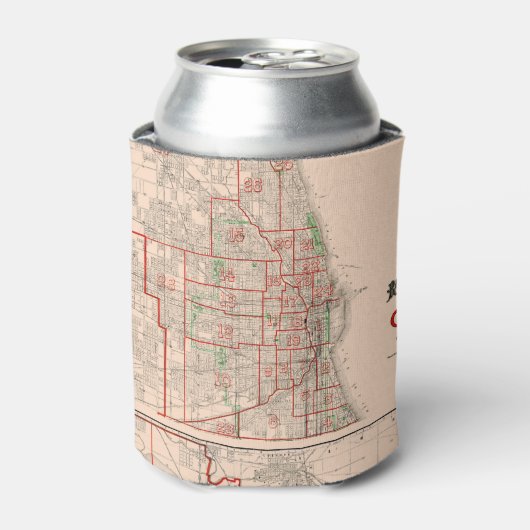  oude kaart van Chicago - 1893 Blikjeskoeler (Blikje Voorkant)