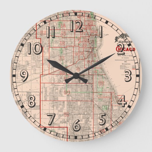  oude kaart van Chicago - 1893 Grote Klok (Voorkant)