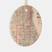  oude kaart van Chicago - 1893 Keramisch Ornament (Rechts)