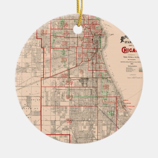  oude kaart van Chicago - 1893 Keramisch Ornament (Voorkant)