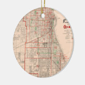  oude kaart van Chicago - 1893 Keramisch Ornament (Links)