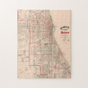  Oude Kaart van Chicago - 1893 Legpuzzel