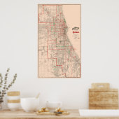  oude kaart van Chicago - 1893 Poster (Keuken)