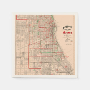  oude kaart van Chicago - 1893 Servetten