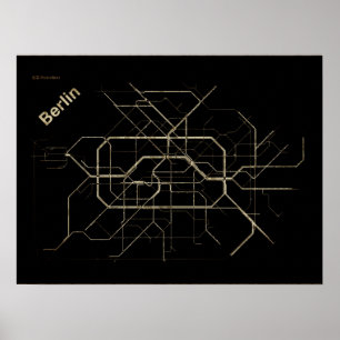 Oude kaart van de Berlijnse metro Poster