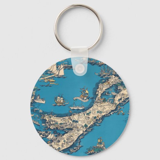 Oude Kaart van de Bermudaeilanden Sleutelhanger (Voorkant)