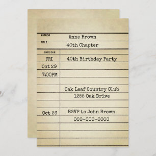 Oude Kaart van de Bibliotheek 40th Birthday Party