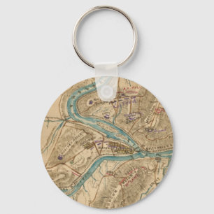 Oude kaart van de Slag bij Harpers Ferry uit de Am Sleutelhanger