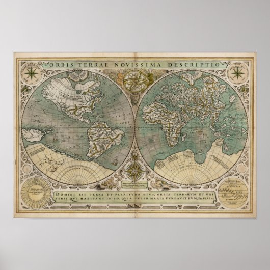 Oude kaart van de wereld 1700 poster (Voorkant)