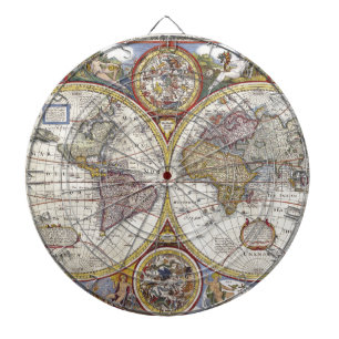 Oude kaart van de wereld dartbord