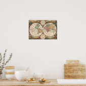 Oude kaart van de wereld: Stoopendal Poster (Keuken)