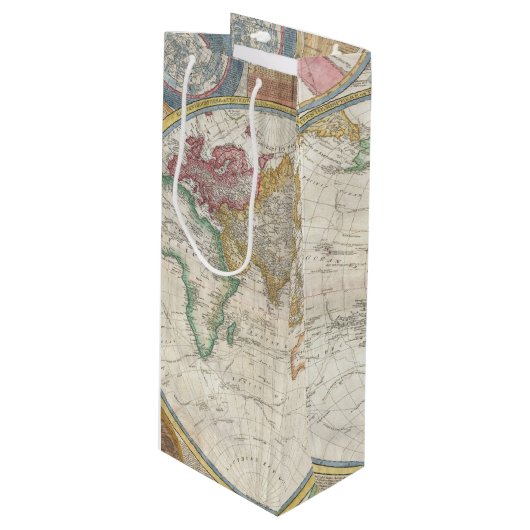 Oude kaart van de wereld wijn cadeautas (Voorkant Gekanteld)