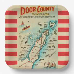 Oude kaart van Door County ansichtkaart Papieren Bordje