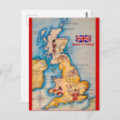 Oude kaart van Groot-Brittannië en Ierland ansicht (Voorkant / Achterkant)