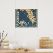 Oude kaart van het schiereiland Florida Poster (Keuken)