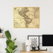 Oude kaart van het Westerne halfrond. Frans 1780 Poster (Thuiskantoor)