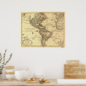 Oude kaart van het Westerne halfrond. Frans 1780 Poster (Keuken)