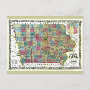 Oude kaart van Iowa uit 1856