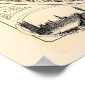 Oude kaart van Londen Poster (Hoek)