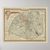 Oude kaart van Parijs Frankrijk (1895) Poster (Voorkant)