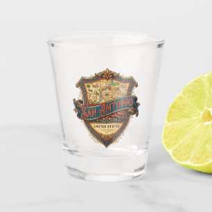 Oude kaart van San Antonio Texas Shot Glas