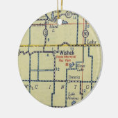 Oude kaart Wishek ND Keramisch Ornament (Links)