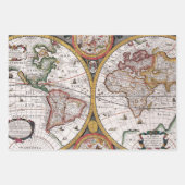 Oude Kaarten Flat Sheet Wrapping Papier Gift Wrap Inpakpapier Vel (Voorkant 3)