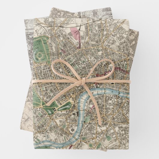 Oude kaarten Londen Parijs Rome Grote steden Inpakpapier Vel (In situ)