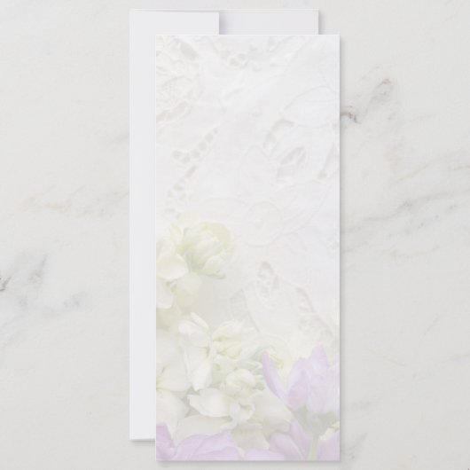 Oude kant met paarse en witte bloemen kaart (Achterkant)