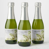 Oude kant met witte bloemen sparkling wijnetiket (Flessen)