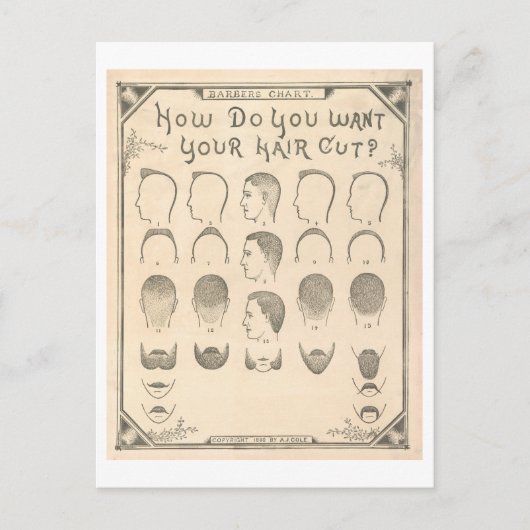Oude Kapper Grafiek Postkaart (Voorkant)