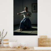 Oude Karate Meester Uitvoerende Kata Poster (Keuken)