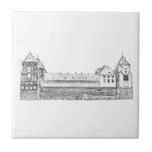 Oude Kasteel Architectuur Schets Tegeltje