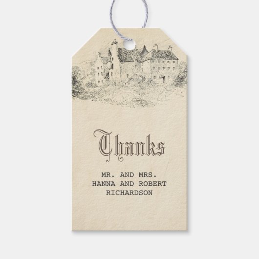 Oude Kasteel Sprookje Bruiloft Vintage Cadeaulabel (Voorkant)