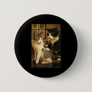 Oude kat die tatoeage rookt Getatoeëerde kat kunst Ronde Button 5,7 Cm