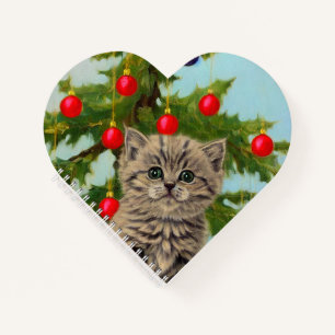 Oude kat en kerstboom notitieboek