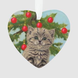 Oude kat en kerstboom ornament