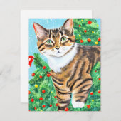 Oude kat kitten kerstkaart (Voorkant / Achterkant)