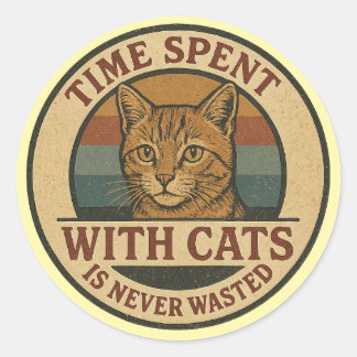 Oude kat – Tijd doorgebracht met katten is nooit v Ronde Sticker