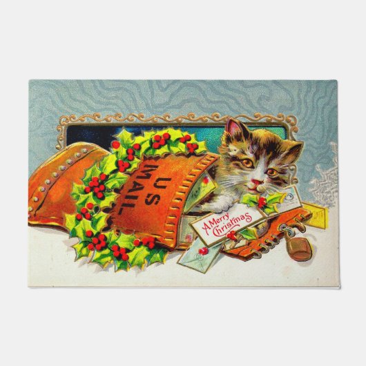 Oude kat vrolijk kerstfeest deurmat (Voorkant)