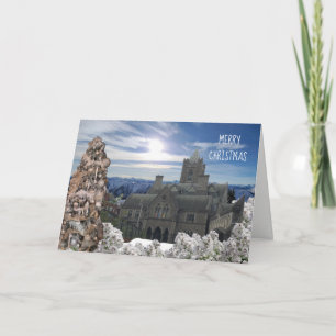 Oude kathedraal en kerstboom kaart