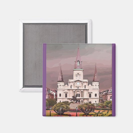 Oude kathedraal in New Orleans Frans kwartier Magneet (Voorkant / Achterkant)