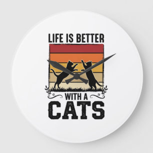 Oude katten citaat Retro zonsondergang Kattenliefh Grote Klok