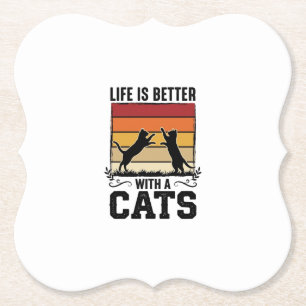 Oude katten citaat Retro zonsondergang Kattenliefh Kartonnen Onderzetters