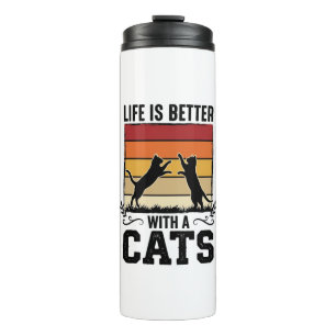 Oude katten citaat Retro zonsondergang Kattenliefh Thermosbeker