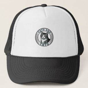 Oude katten en tatoeages graveerkat ontwerp_1 trucker pet