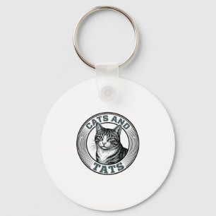 Oude Katten En Tatoeages Graveren Kattendesign_1 Sleutelhanger