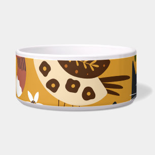 Oude katten en vogels, handgetekend. voerbakje
