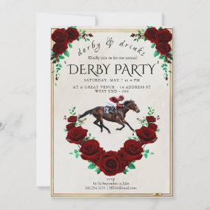 Oude Kentucky Derby Uitnodiging Rode Rozen Paard